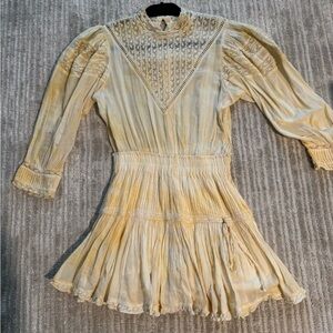 LoveShackFancy yellow tie dye mini dress